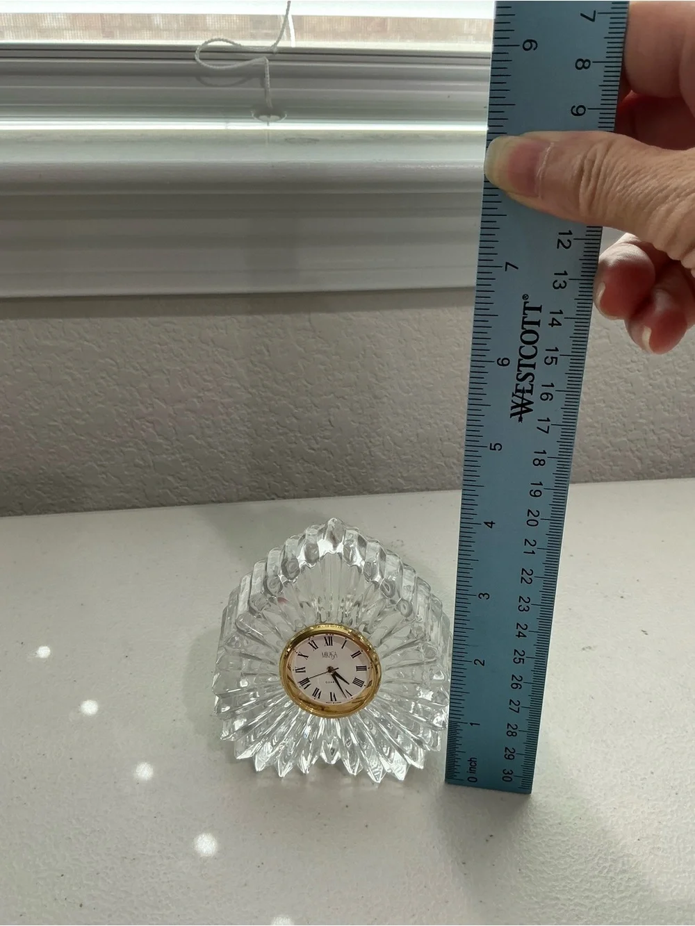Mikasa Clear Crystal Table Clock with Gold-Tone Bezel